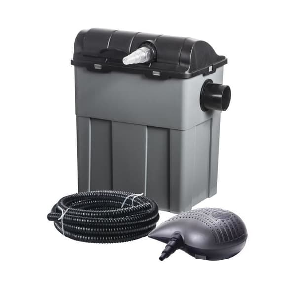 HEISSNER FPU10100-00 Gravity Filter Set - Svart, Grå - 3300 L/h - Integrerad UV-lampa