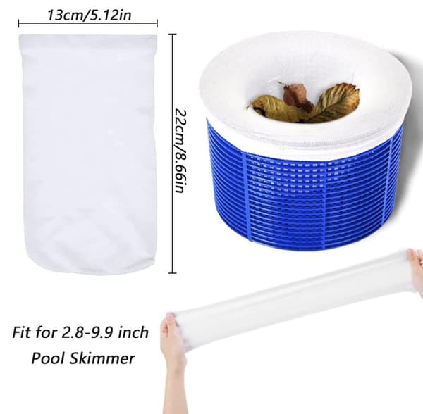 Pool skimmer filterstrømpe, finmasket design, til at fjerne snavs og blade fra poolen, genanvendelig 20PCS
