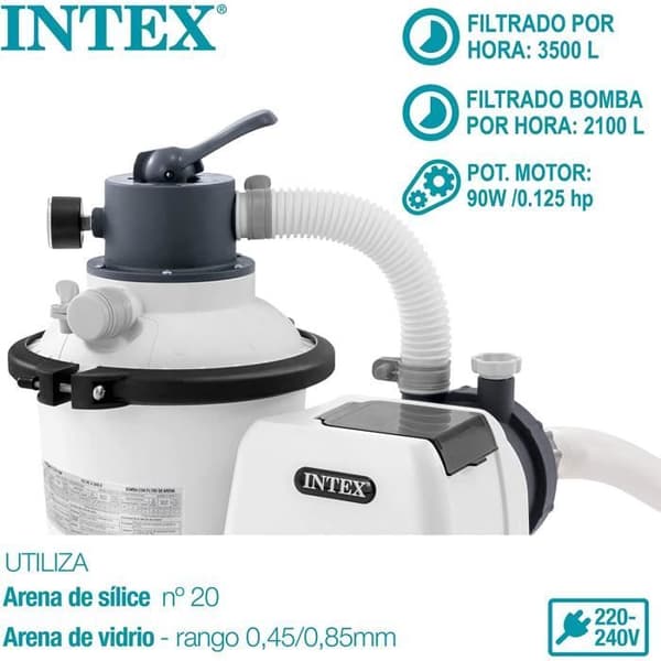 Sandfilter - Intex - SX925 - Flöde 2000 l/h - 4-vägsventil - Cylindrisk