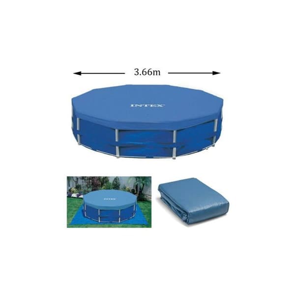 Suojapeite Intex 28031 pyöreälle uima-altaalle - Halkaisija 3,66 m - Läppä 25 cm - PVC - Sininen