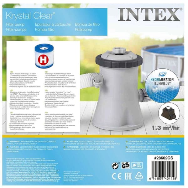 Intex 28602GS Krystal klar filterpumpe 1250L 12V
