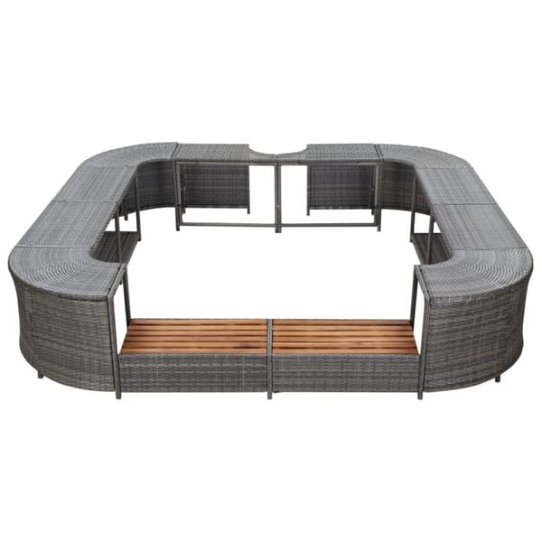omkrans til spabad 268x268x55 cm polyrattan grå