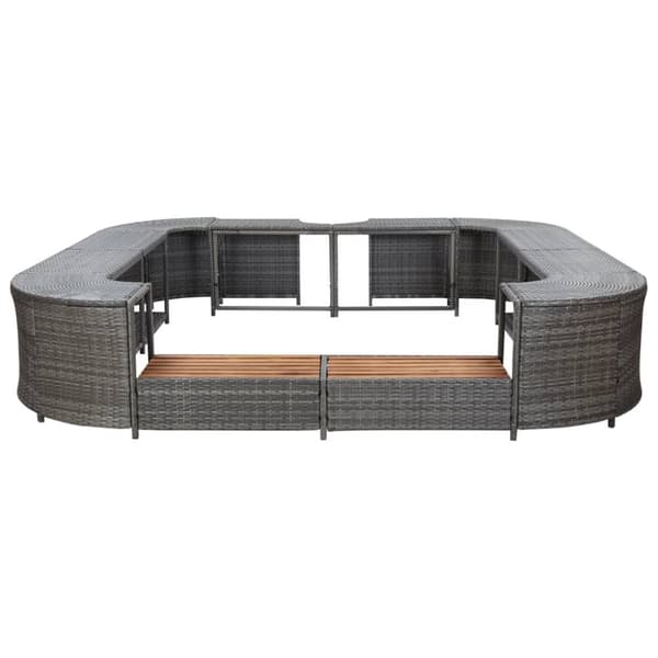 omkrans til spabad 268x268x55 cm polyrattan grå