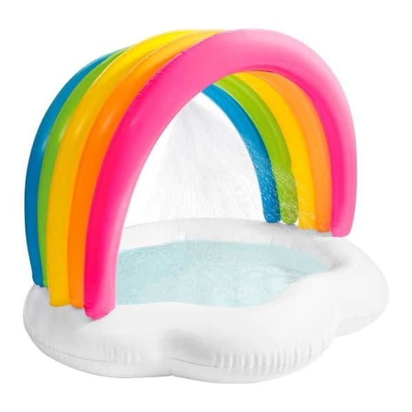 INTEX Rainbow Shower uppblåsbar babypool - flerfärgad - molnform - regnbågsparasoll - 82 liter