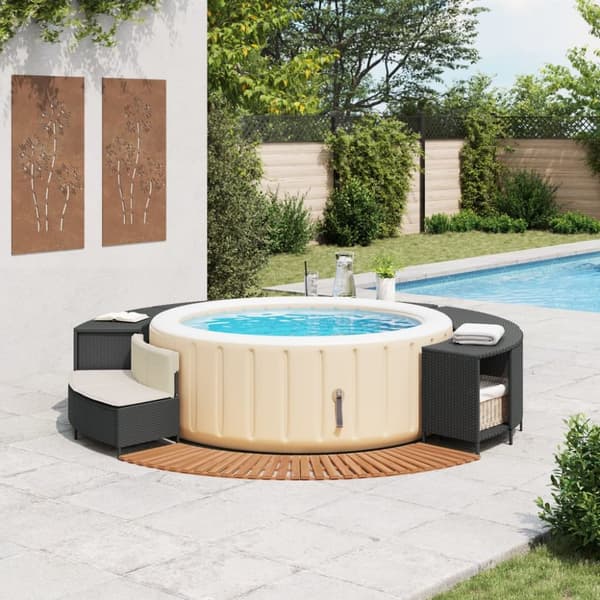 spakant polyrattan og massivt akacietræ sort