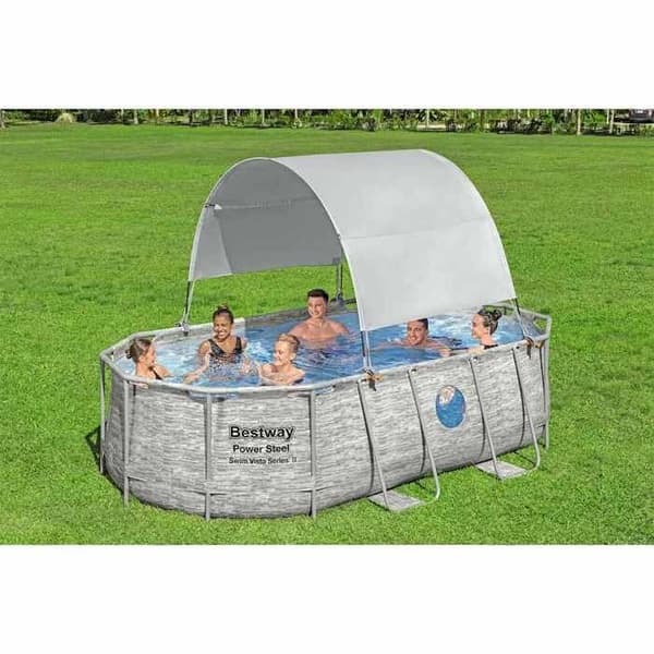 Bestway Above Ground Pool Canopy Vit, Above Ground Pool Canopy, Solskydd, Parasoll, Markis, Solskydd för Pool 93801