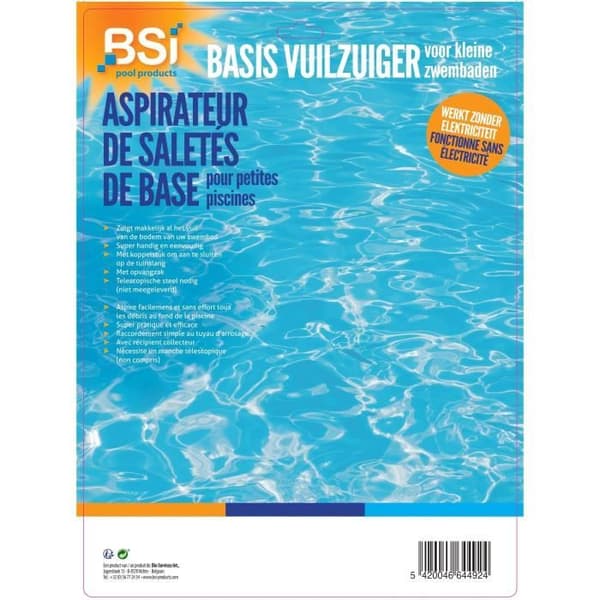 Manuell bottenav suction - BSI - Med sin påse för skräp från poolen - 30cm