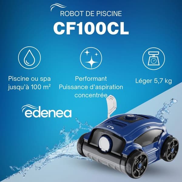 Robot Pool CF 100CL - CF - Trådlös - 100m² - Botten - Slumppassage - Filtreringsnät - 10 m3/h