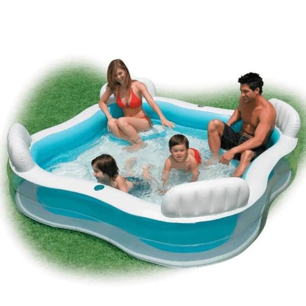 INTEX Uppblåsbar pool med 4 platser för barn och familjer - 2,29x2,29x0,66m
