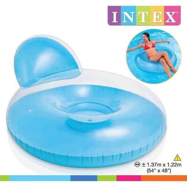 INTEX Glansig uppblåsbar poolstol för vuxna 137 x 122 Cm (slumpmässig färg)