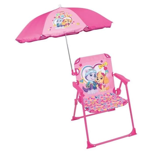 FUN HOUSE PAT'PATROUILLE Stella Everest Fällbar campingstol - H.38.5 x B.38.5 x D.37.5 cm - Med parasoll ø 65 cm