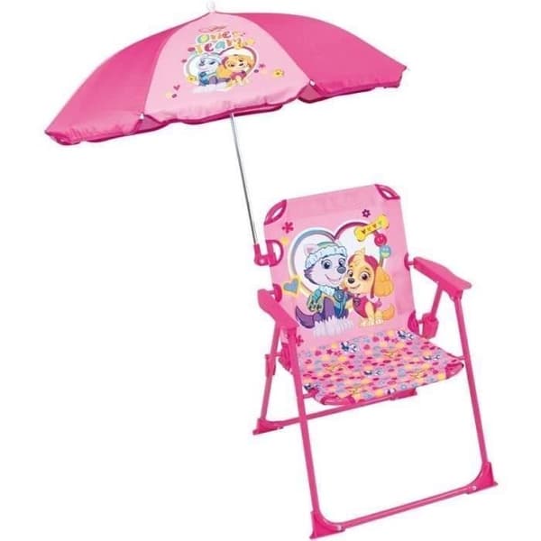 FUN HOUSE PAT'PATROUILLE Stella Everest Fällbar campingstol - H.38.5 x B.38.5 x D.37.5 cm - Med parasoll ø 65 cm