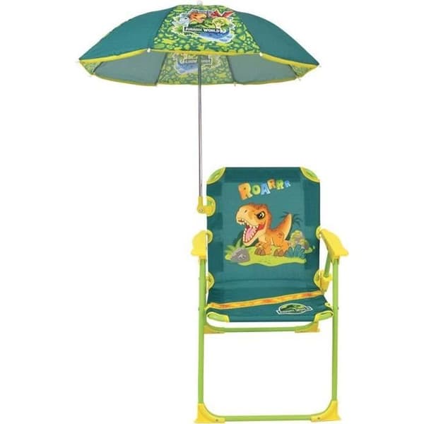 FUN HOUSE JURASSIC WORLD Dinosaur camping fällstol - H.38.5 x B.38.5 x D.37.5 cm - Med ett parasoll ø 65 cm - För barn