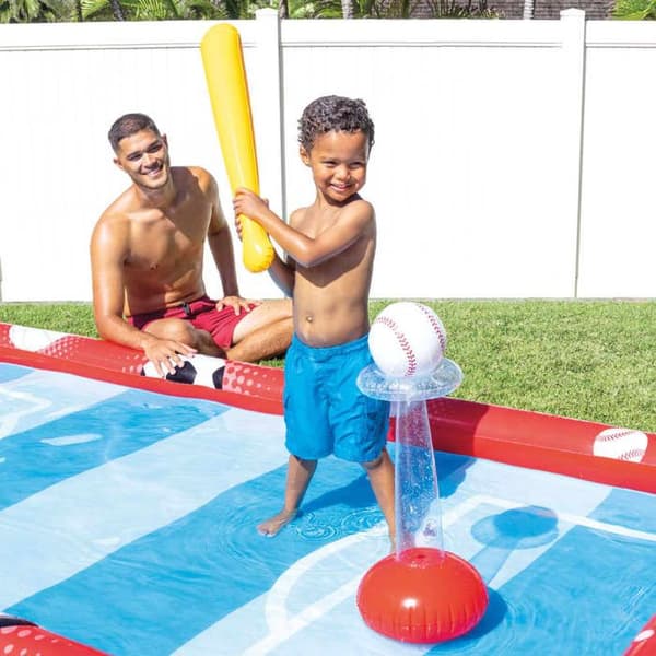 Multisport uppblåsbar lekplats - INTEX - rutschkana och boll ingår - Röd/Multicolor