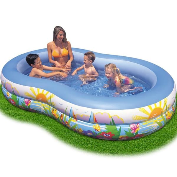 Oval uppblåsbar pool - Intex - 262x160x46 cm - Kapacitet 572L - Barn från 3 år