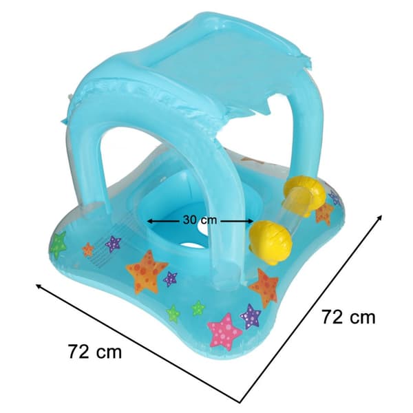 Babysimring, uppblåsbar ring för barn, med säte och tak, max 24 kg, 3 år gammal
