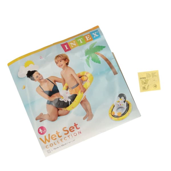 Babysimring, uppblåsbar ring för barn, med säte, pingvin, max 23kg, 3-4 år, INTEX 59570