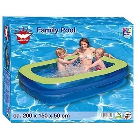 Rektangulär uppblåsbar familjepool - MÄRKE - 200 x 150 x 50 cm - Blå och grön - För barn