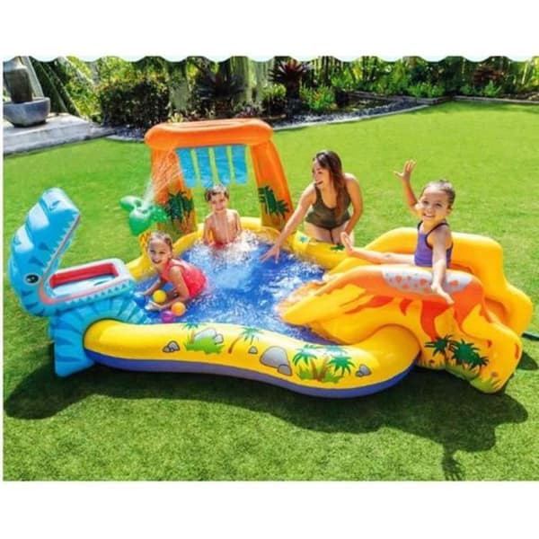 POOL GAMES INFLATABLE GAMES Inflatable Pools Outdoor Water Jet Play Pool for Children, Dinosaur Center 365