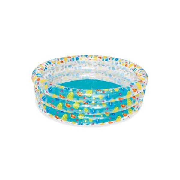 Uppblåsbar barnpool - Bestway - Transparent Tropical Play - Rund - 170x53 cm - Slitstark vinyl - Flerfärgad