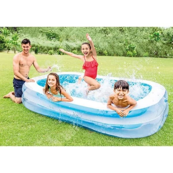TD® INTEX rektangulär uppblåsbar familjepool - 2,62x1,75x0,56m