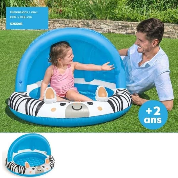 Safari plaskbassäng med parasoll - Diameter 97cm och Höjd 66cm - För barn över 2 år 17 000 000