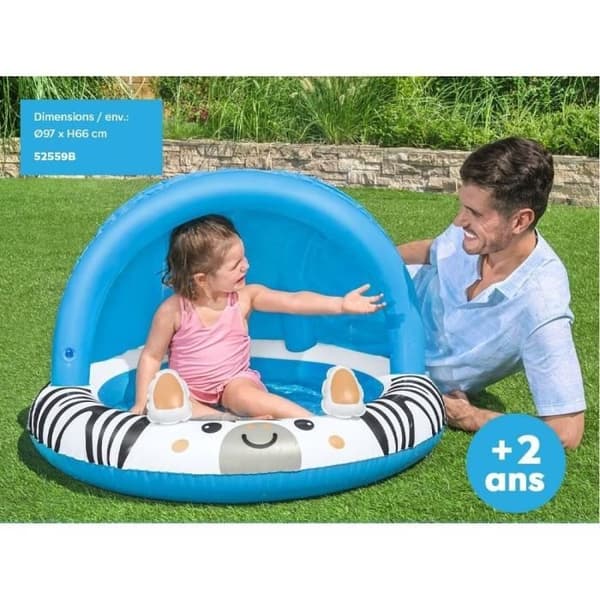 Safari plaskbassäng med parasoll - Diameter 97cm och Höjd 66cm - För barn över 2 år 17 000 000