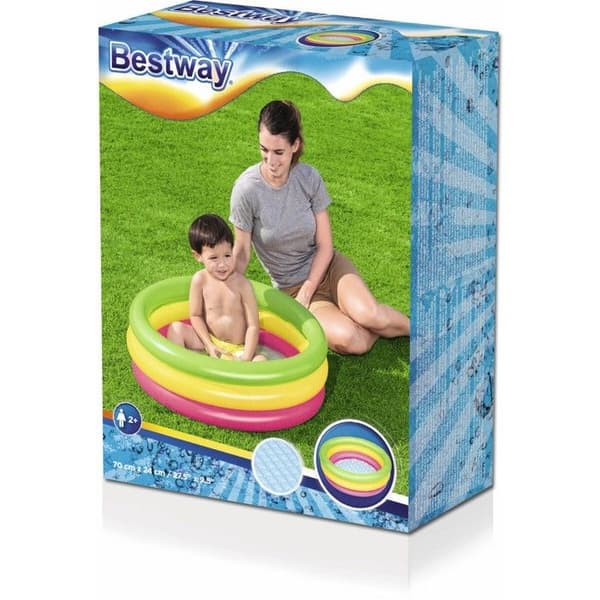 BESTWAY Rainbow uppblåsbar pool med 3 rör - Ø 70 x 24 cm