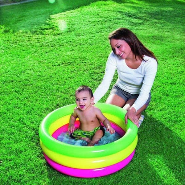BESTWAY Rainbow uppblåsbar pool med 3 rör - Ø 70 x 24 cm