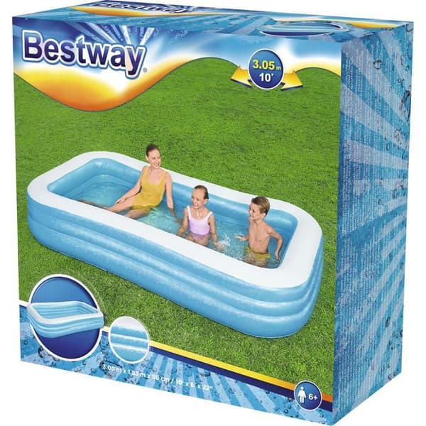 Lyxig uppblåsbar pool - BESTWAY - Barn och familj - Blå - 3 rullar - 305x183x56 cm