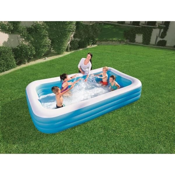 Lyxig uppblåsbar pool för barn och familjer - BESTWAY - Rektangulär - 305x183x56 cm - Blå