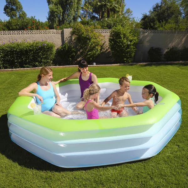 Uppblåsbar pool - Bestway - 54119 - Oktogonal - 3 ringar - 251x251x51 cm