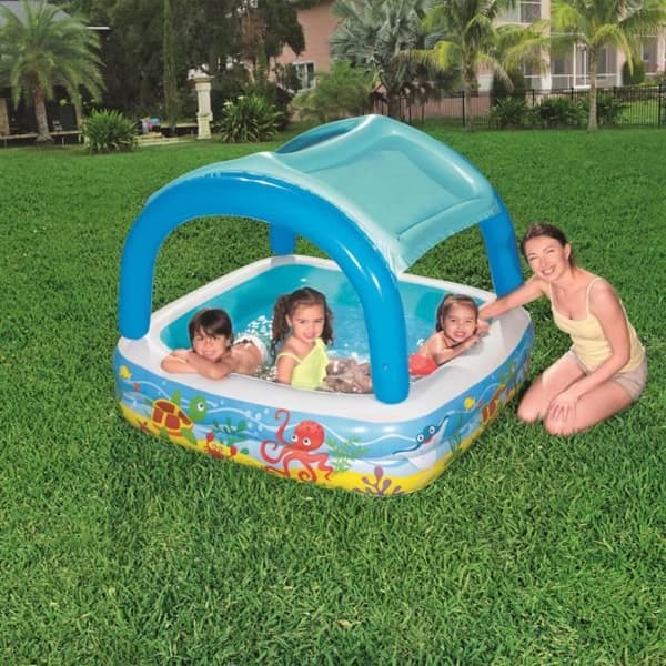 Bestway Pool med canopy 140 x 140 x 114 cm Blå 52192
