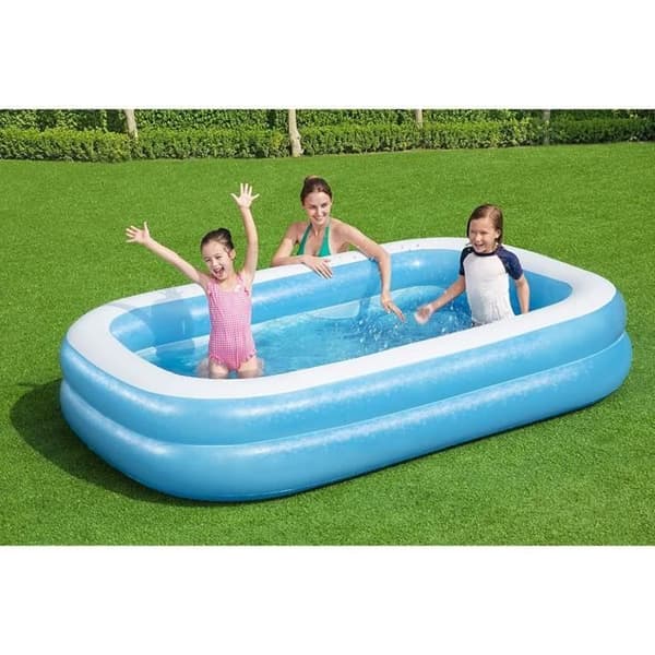 Bestway rektangulär uppblåsbar pool 262 x 175 x 51 cm - Blå och vit - För barn - Utomhusbruk
