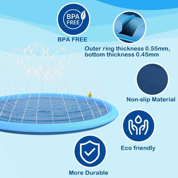 Svalkande sprinklermatta för hundar - 150cm - Hundvattenfontän - Stor pool sommarleksaker för hundar