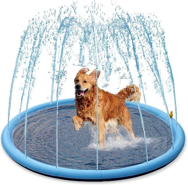 Svalkande sprinklermatta för hundar - 150cm - Hundvattenfontän - Stor pool sommarleksaker för hundar