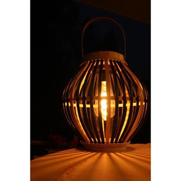 Bambus solcellelampe - Olivie - Sort