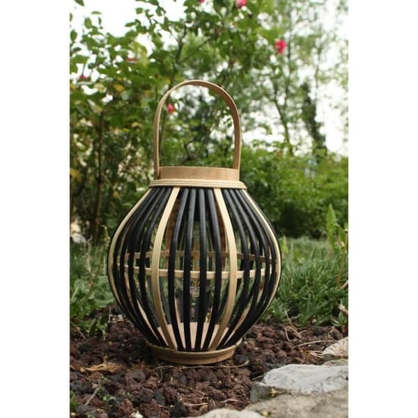 Bambus solcellelampe - Olivie - Sort