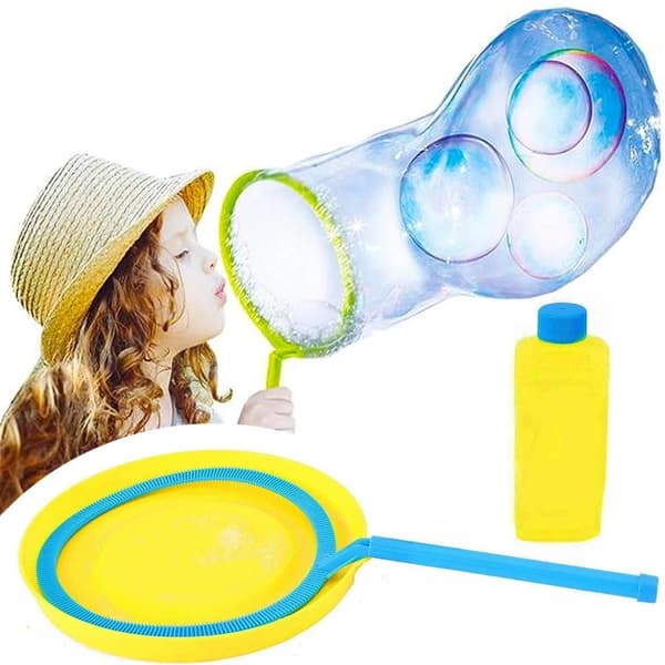 Bubbelring med handtag och 250 ml bubbelsåpa för gigantiska bubblor