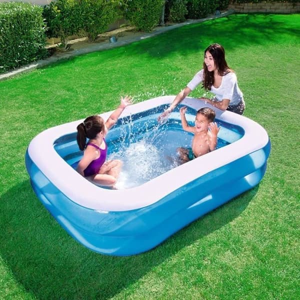 Lyx rektangulär uppblåsbar pool Blå - BESTWAY - 211x132x46cm - För barn från 6 år