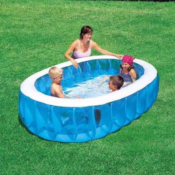 Uppblåsbar pool för barn - BESTWAY - Elíptica - Oval - Testad resistent vinyl - Blå