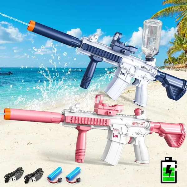 Elektrisk vattenpistol 2-pack, tålig plast, säker för barn,2 Pack