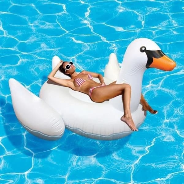 Oppustelig Pool Float, Størrelse 150 cm, PVC Materiale, Belastningskapacitet 100 kg,Svan 150cm