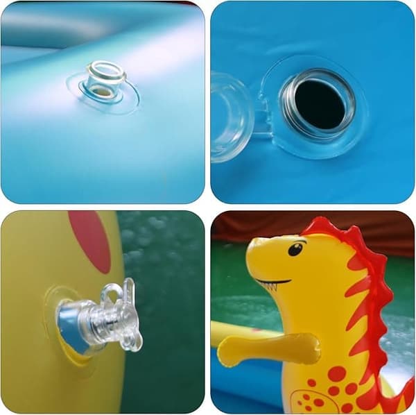 Oppustelig sprinklerpool til børn, sød dinosaur børnepool, 3-i-1 stænkpude i baghaven svømning udendørs vandspil for småbørn