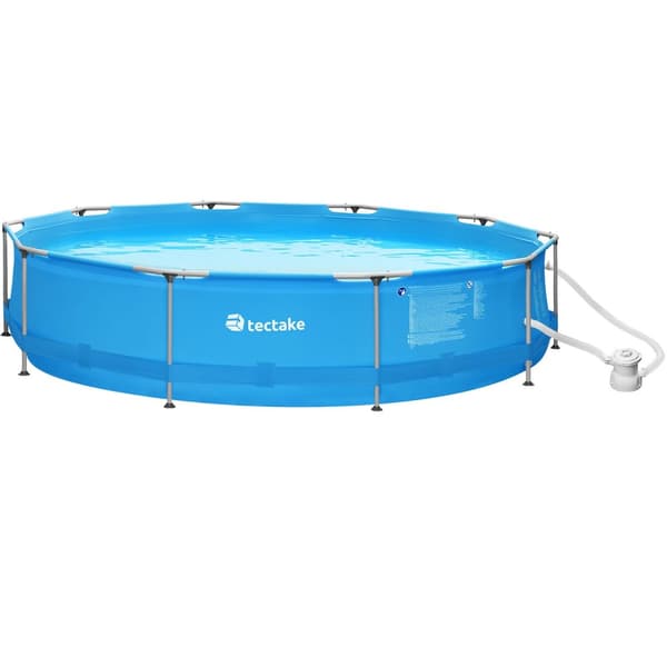 Badebassin rund med pumpe Ø 360 x 76 cm - blå
