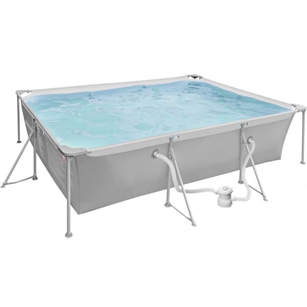 Badebassin firkantet 300 x 207 x 70 cm - grå