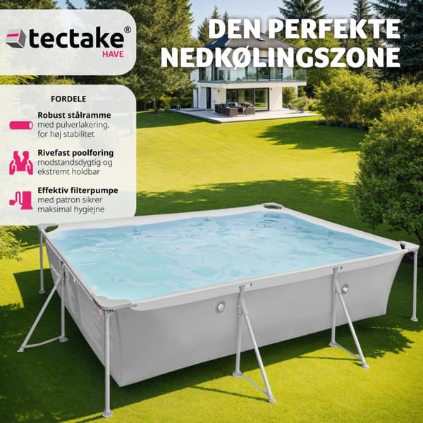 Badebassin firkantet 300 x 207 x 70 cm - grå