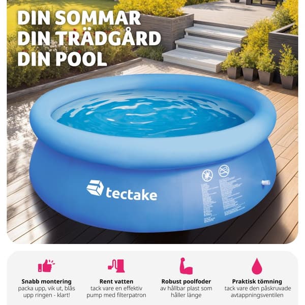 Pool rund med filterpump Ø 300 x 76 cm - blå