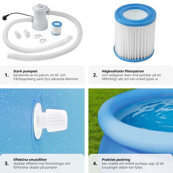 Pool rund med filterpump Ø 300 x 76 cm - blå