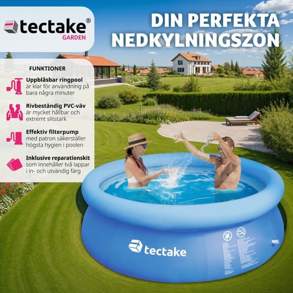 Pool rund med filterpump Ø 300 x 76 cm - blå